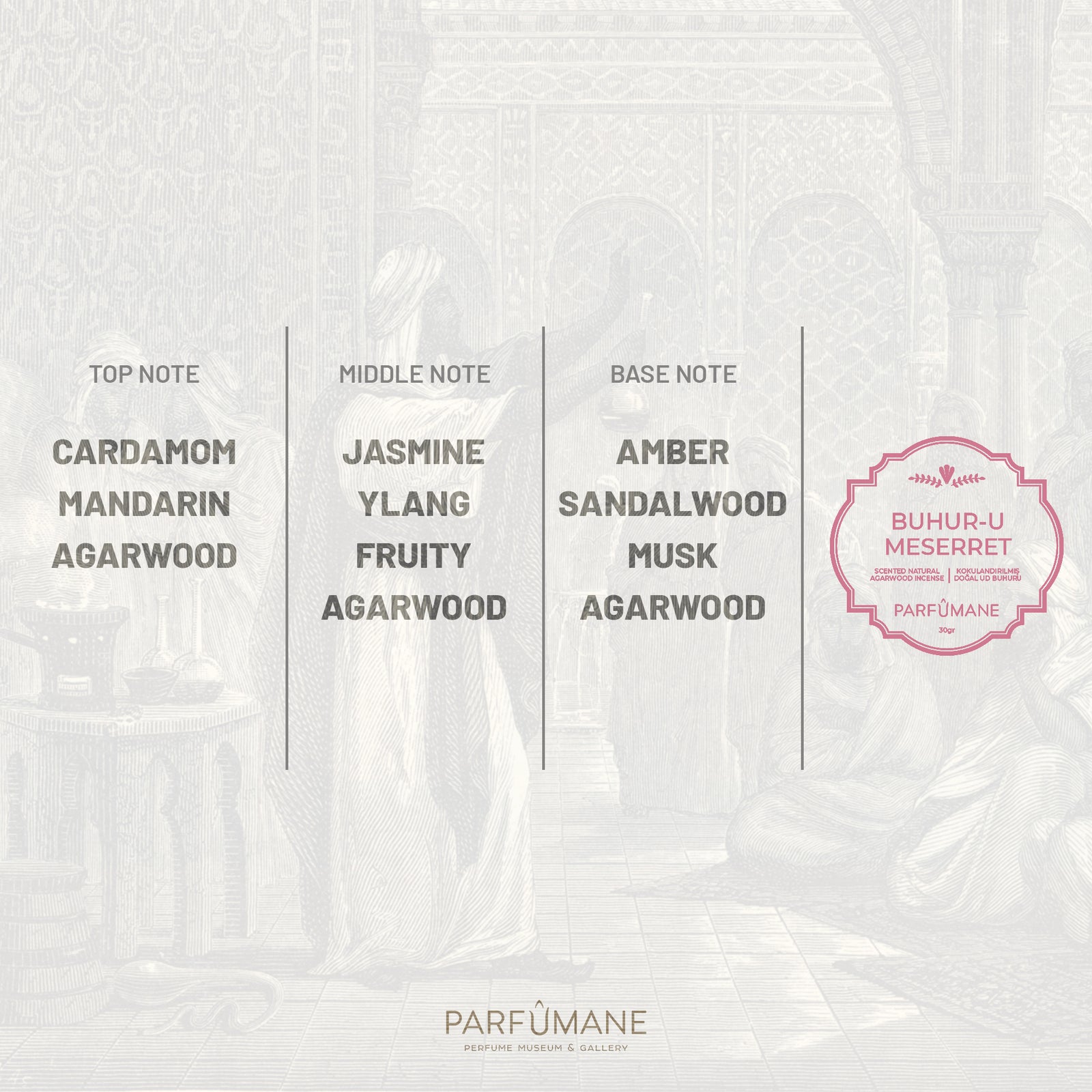 PARFUMANE ● Buhur-u Meserret | Scented Natural Oud Incense, Happiness-Inducing Scent - BUHUR-U MESERRET 30gr