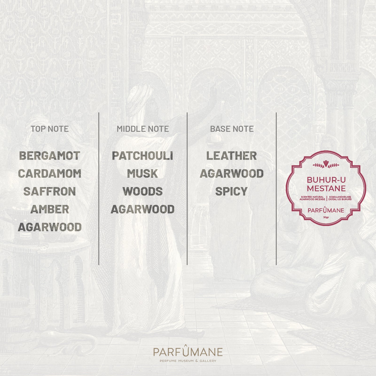 PARFUMANE ● Buhur-u Mestane | Scented Natural Oud Incense, Enriched with Oriental Essences - BUHUR-U MESTANE 30gr