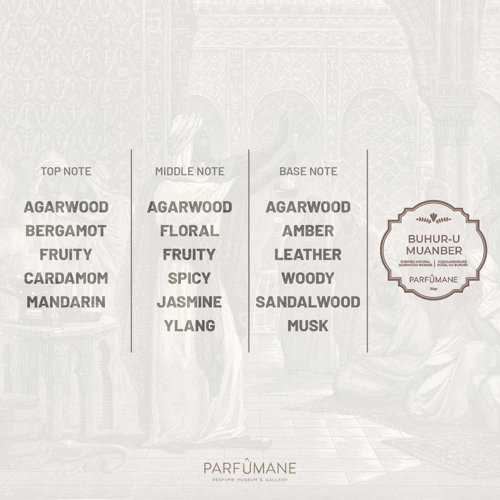 PARFUMANE ● Buhur-u Muanber | Kokulandırılmış Doğal Ud Buhuru, Amberle Zenginleştirilmiş - BUHUR-U MUANBER 30gr